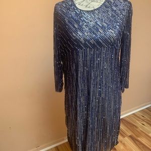 Navy blue midi sequin dress